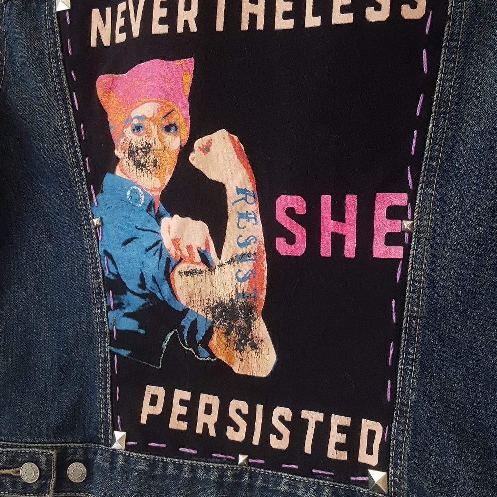 🌙Upcycled Gap Denim Jean Jacket Rosie Nevertheless - Picture 4 of 11